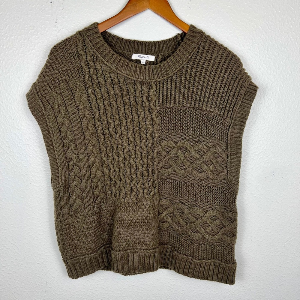Madewell Patchwork Cable Knit Top Large Granola E… - image 1